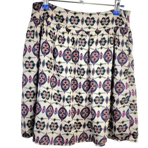 Vintage 90s Satin Mini Skirt Women Medium 8 Geometric A-line Formal Pockets Fall - Picture 6 of 14